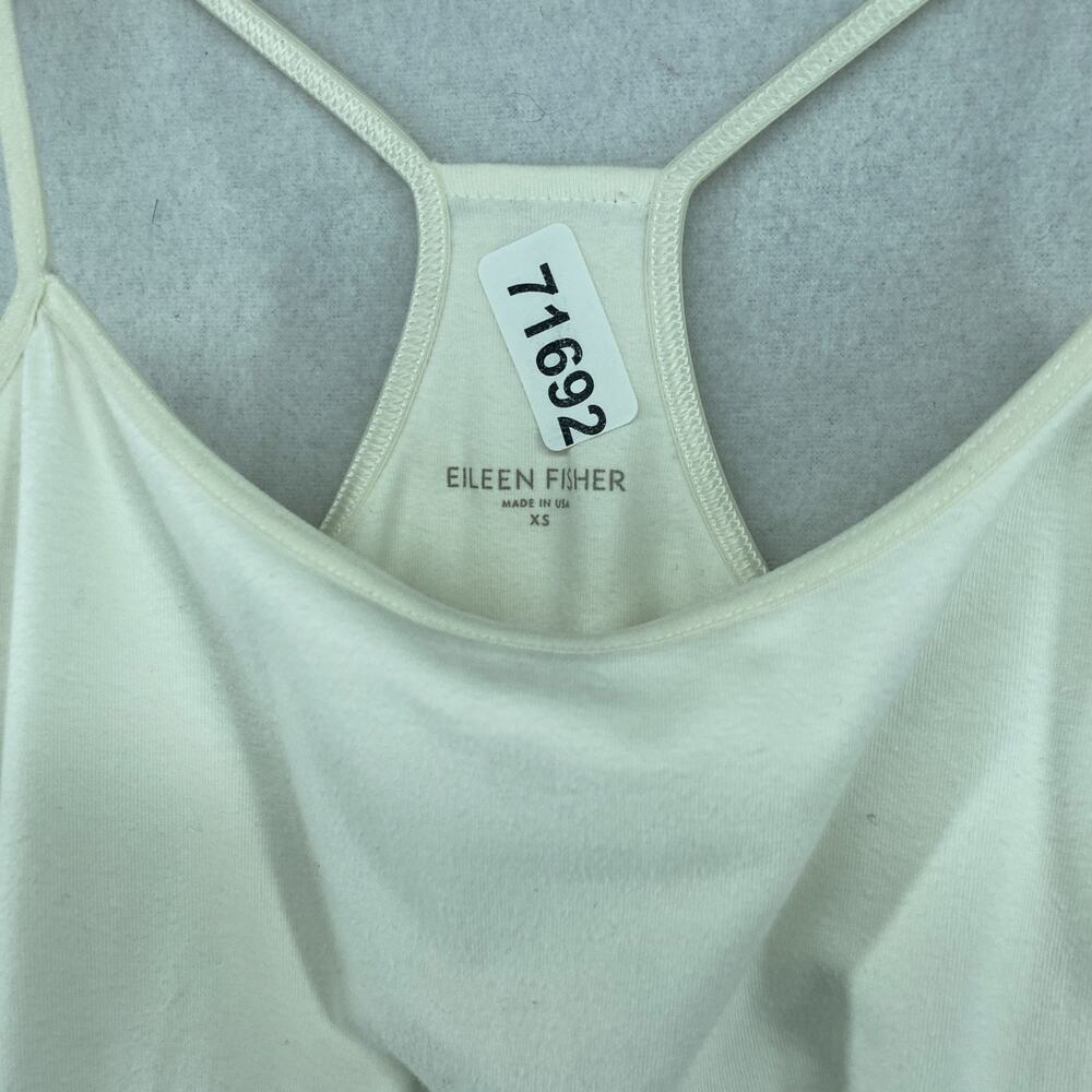 EILEEN FISHER Tank Top XS Organic Cotton Jersey Racerback Halter Shelf Bra Ivory - Picture 11 of 11